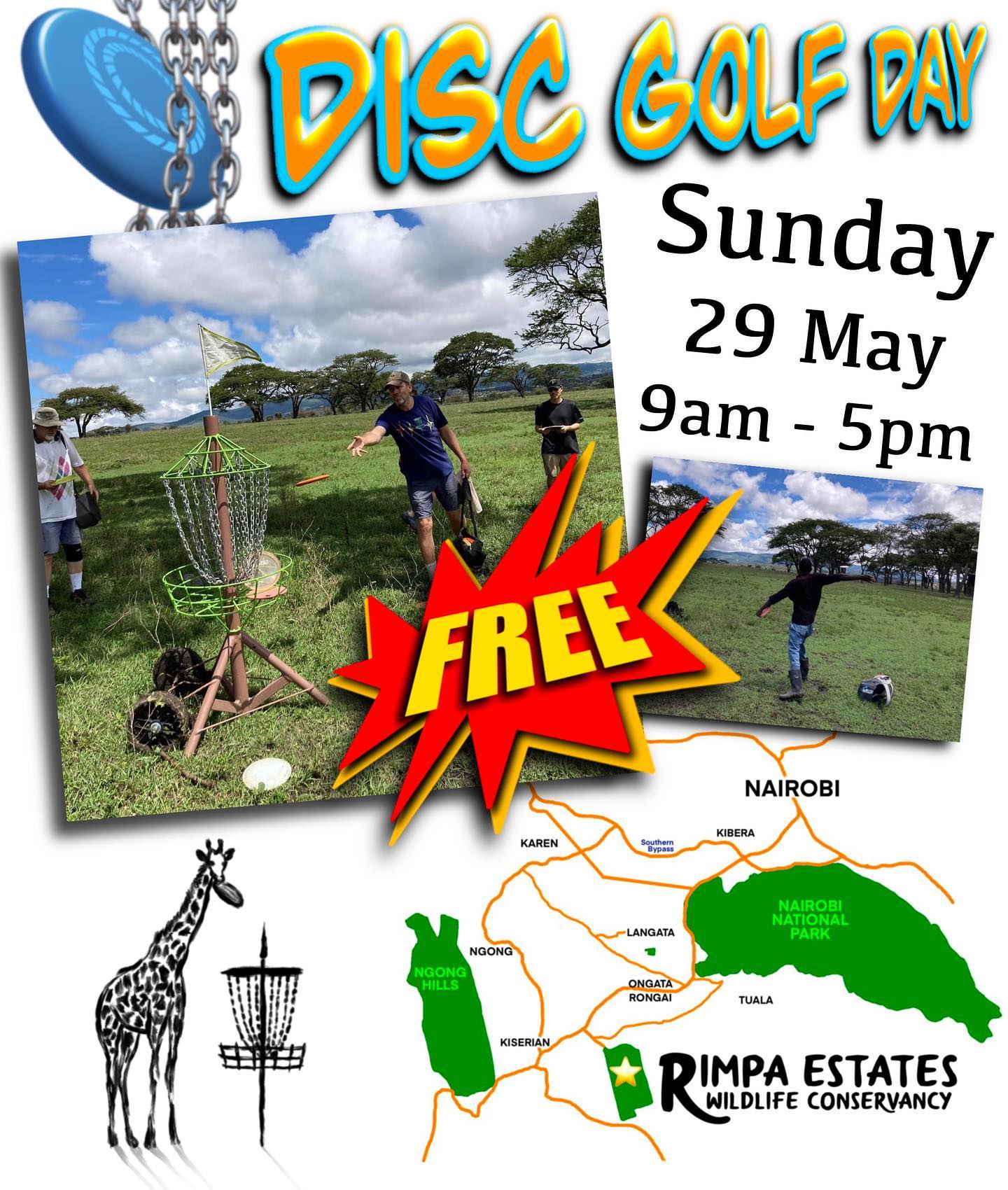 The next FREE Disc Golf Day here at The Reserve at Rimpa Estates Wildlife Conservancy will take place on 29 May from 9am to 5pm. 

You can arrive at any time, and stay as short or long as you like. You can also bring food and have a picnic if you want. 

I will be teaching new players how to play. Any experienced players are welcome to either help teach or play a few rounds. 

We now have 3 permanent baskets and 3 portable baskets!

Special thanks to the @paulmcbethfoundation and the @pdga for funding our course! 

#discgolf #discgolfkenya #nairobi #kenya #paulmcbethfoundation #pdga #discgolfafrica #pmf #discgolfbaskets #discgolfdaily #nairobidaytrips