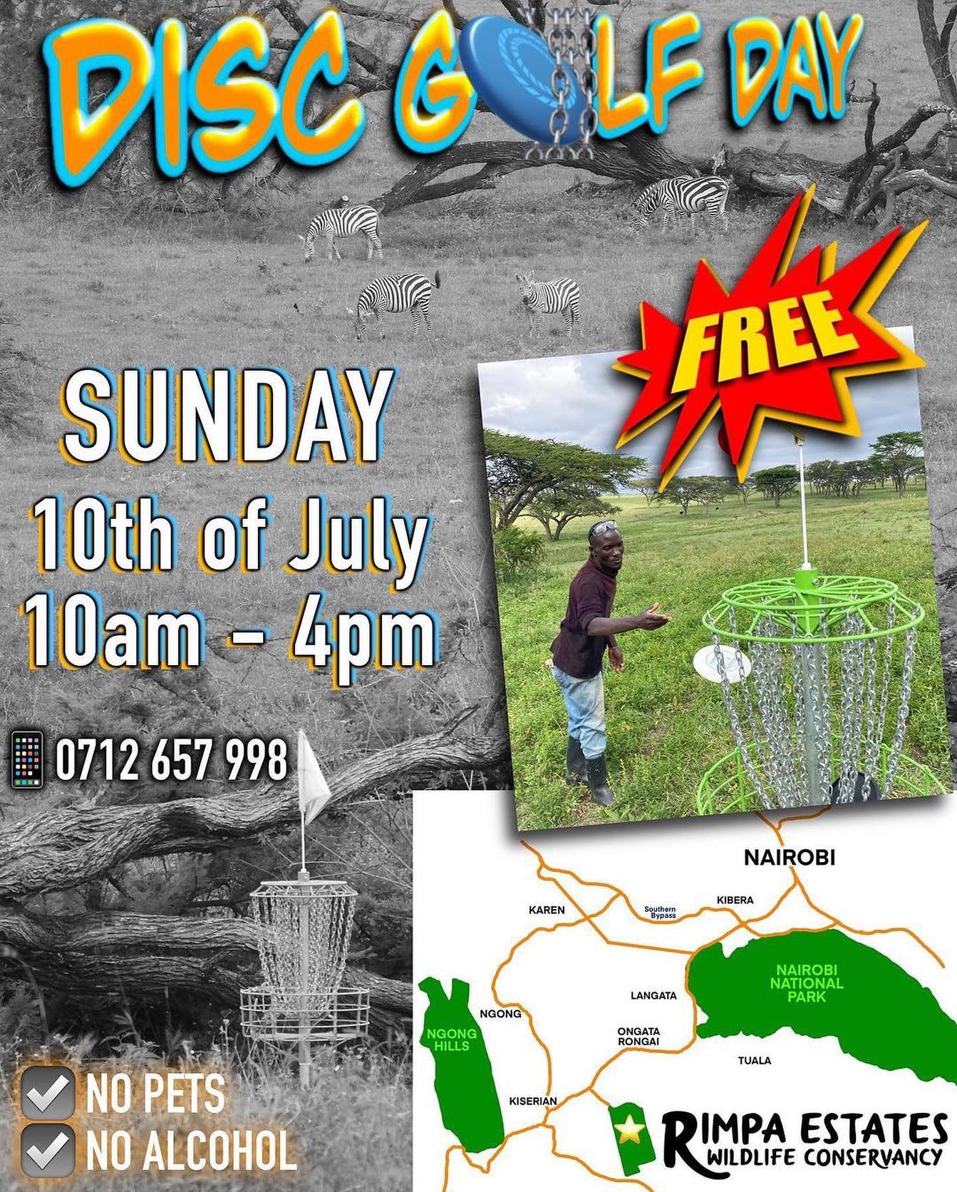 FREE Disc Golf Day 🥏⛓💥

Learn to play disc golf and play a few rounds on our 9 hole course. Just 30-45 minutes outside of Nairobi & Karen, located inside a wildlife conservancy.

☑️Sunday, 10 July, 10am-4pm
☑️Bring food and have a picnic
☑️Great for kids and adults 
☑️No pets or alcohol 
☑️0712 657 998 WhatsApp 

#discgolf #discgolfkenya #kenya #nairobi #magicalkenya #kenyawildlife #playdiscgolf #nairobifamily #nairobikenya #karenkenya